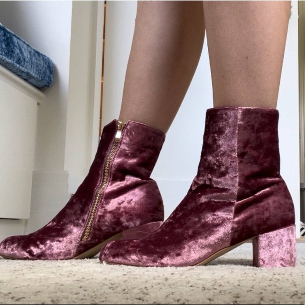 Pink Velvet Boots
